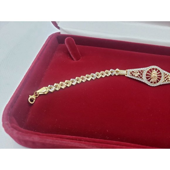 14k REAL GOLD women's Bracelets Guadalupe Circles or Rings pave - Picture 10 of 16